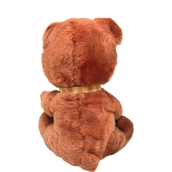 Dakin Fun Farm 1983 9" Vintage Teddy Bear Stuffed Animal Plush with Gingham Bow! - Picture 4 of 8